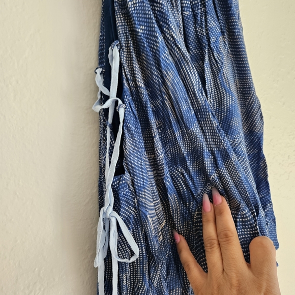 Free People OB587301 Season in the Sun Printed Lace-Up Top in Ocean Blue - Picture 6 of 8